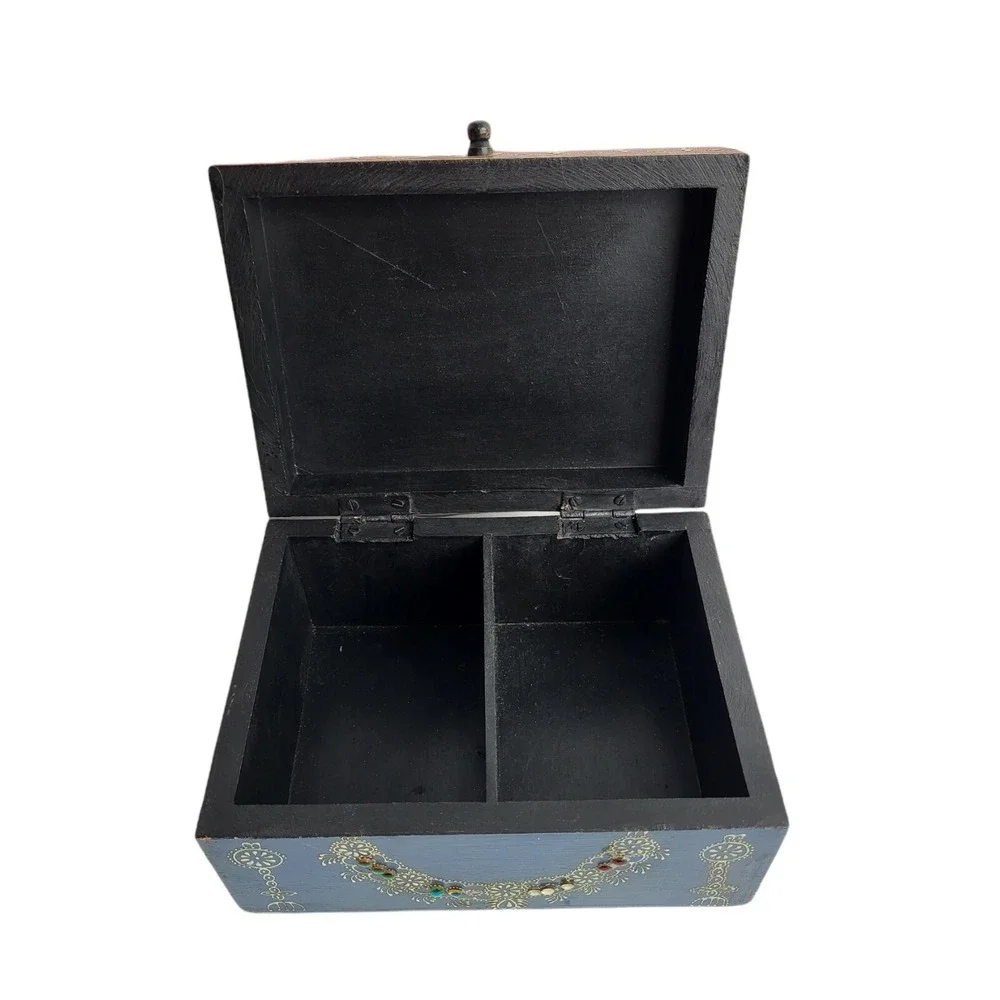 Embellished Bohemian Keepsake Jewelry Wooden Lidded Storage Box India‎ 4